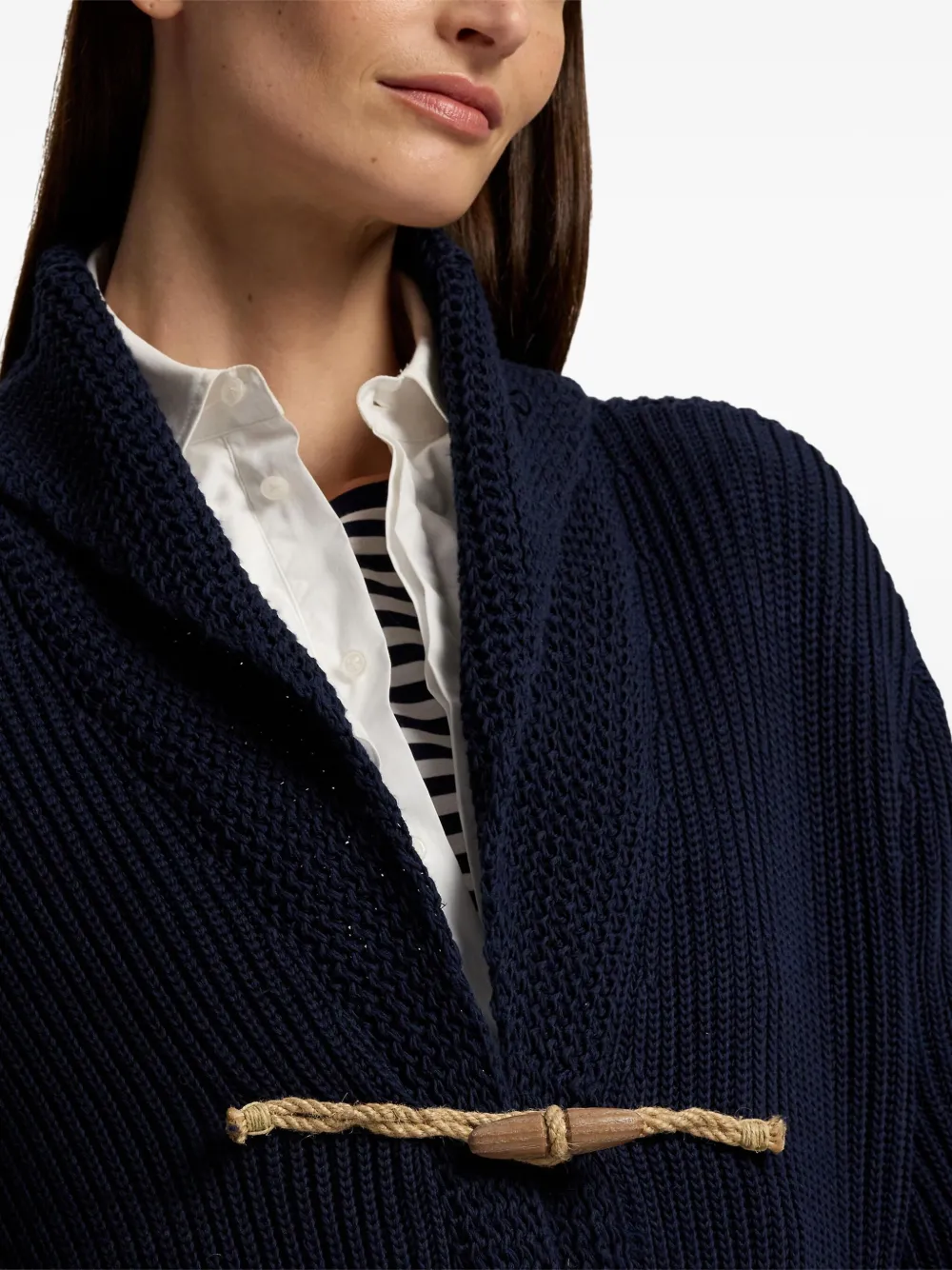 Ralph Lauren Shawl-collar Toggle Cardigan In Blue
