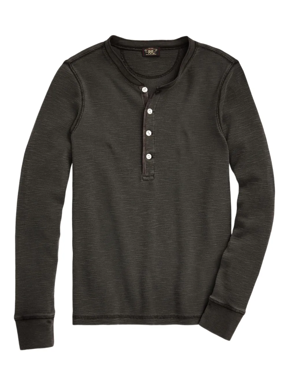 Rrl Crew-neck Henley T-shirt In Gray