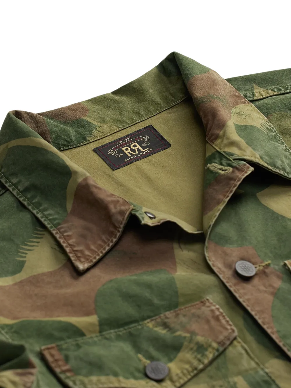Ralph Lauren RRL Overhemd met camouflageprint en knopen Groen