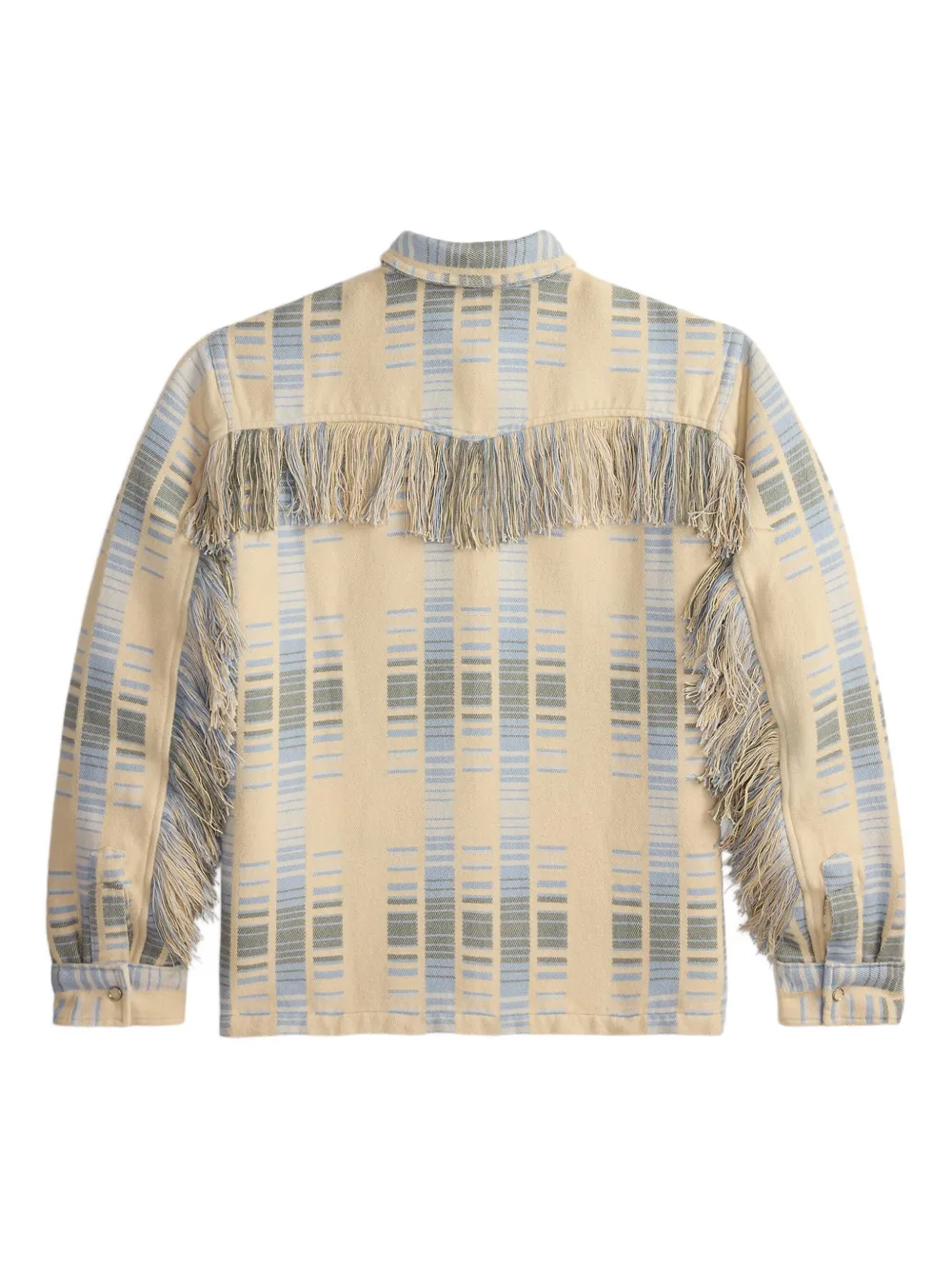  Ralph Lauren Rrl Fringed Striped Overshirt - Neutrals 