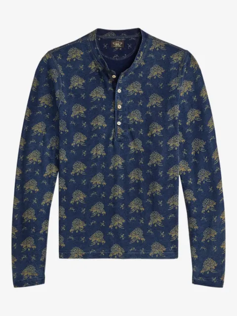 Ralph Lauren RRL buttoned floral long-sleeved T-shirt