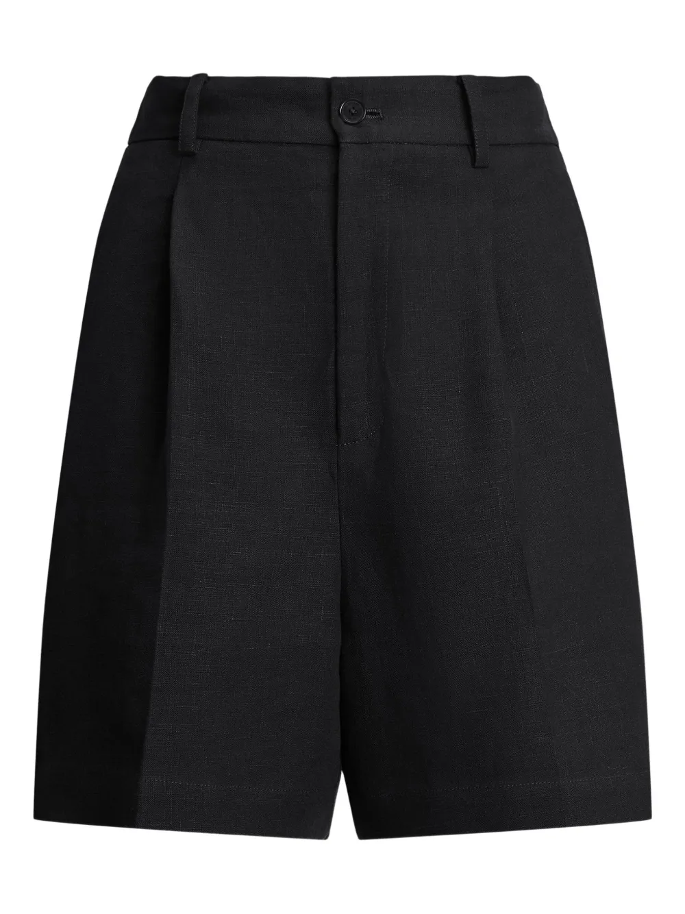 Ralph Lauren Pleated Linen Tailored Shorts In Black