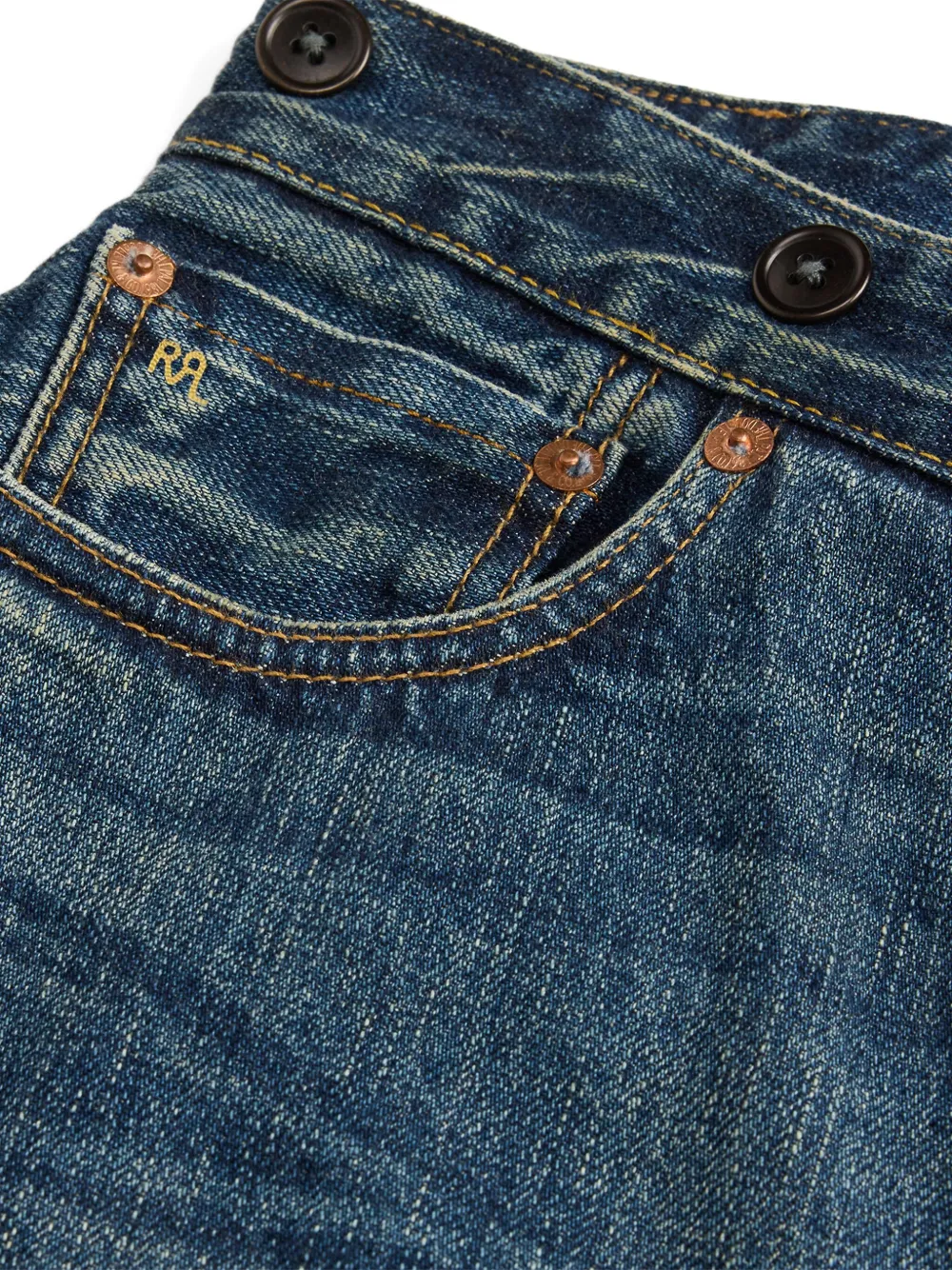Ralph Lauren RRL Denim midi-rok met A-lijn Blauw