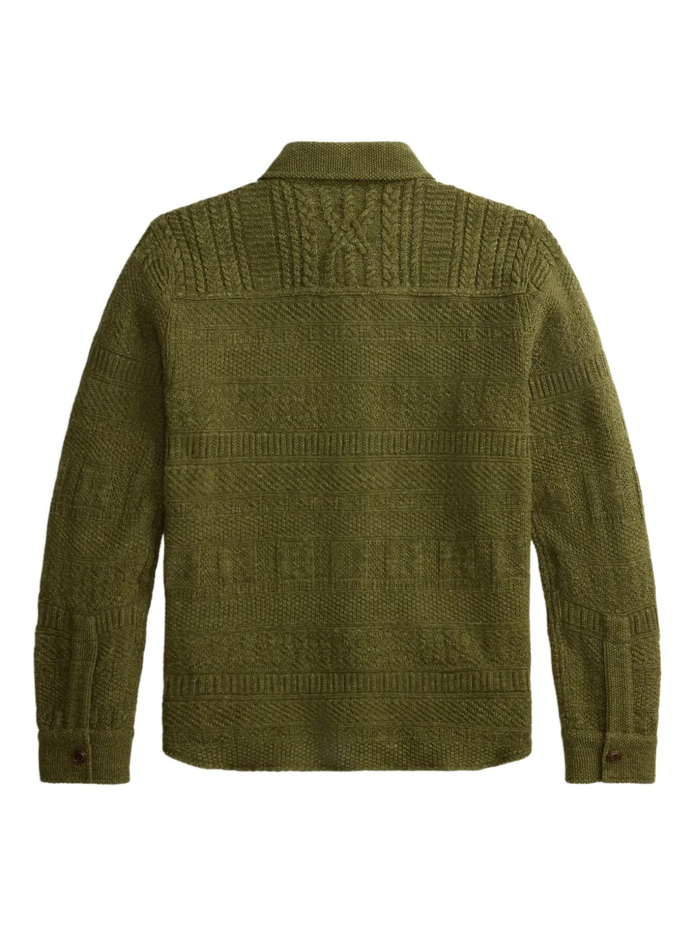  Ralph Lauren Rrl Buttoned Cable-knit Sweater - Green 