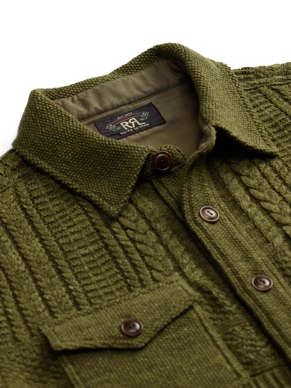 Ralph Lauren RRL Kabelgebreide trui met knopen Groen