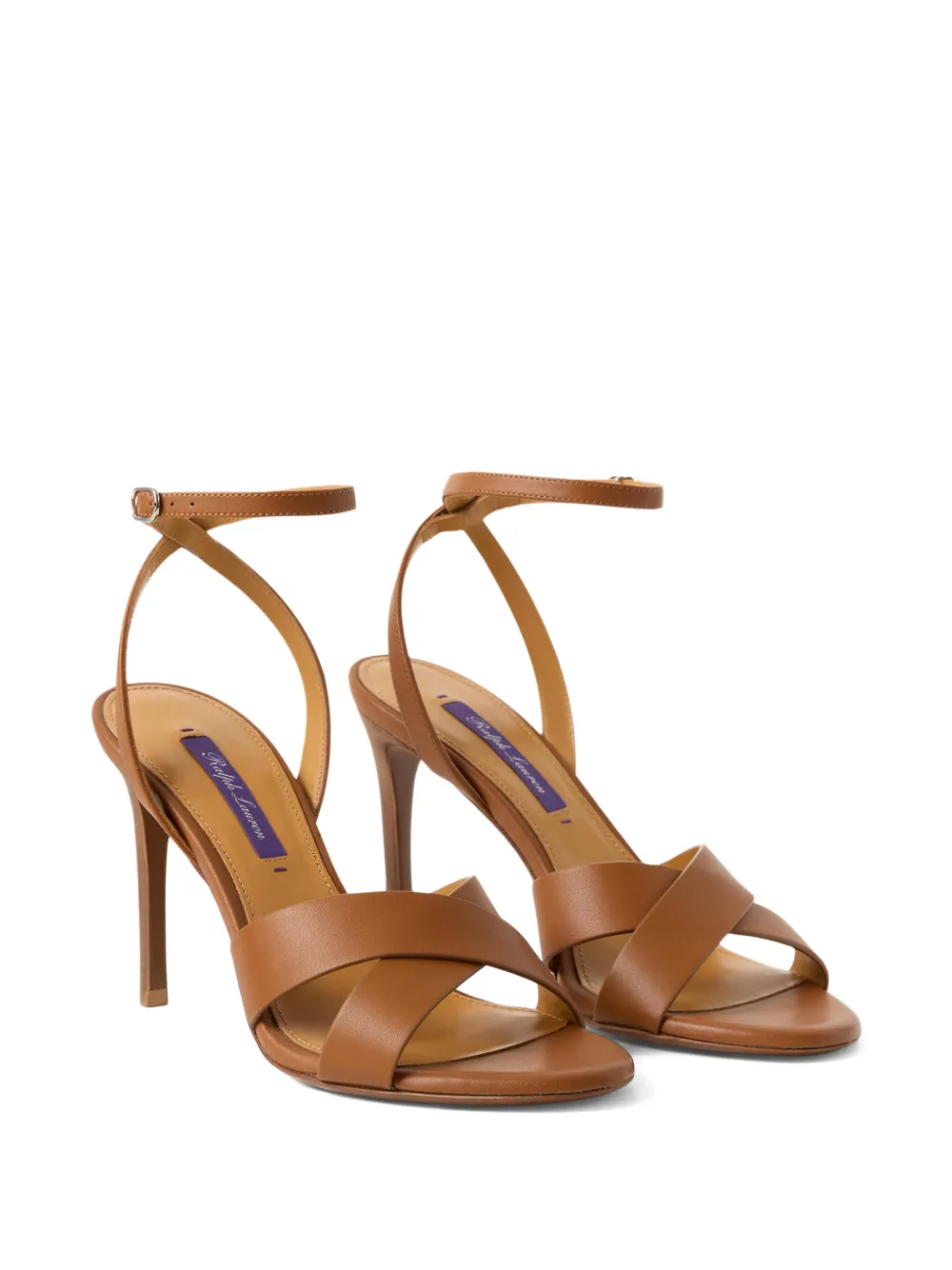 Ralph Lauren Collection Cleary sandalen met gekruist enkelbandje Bruin