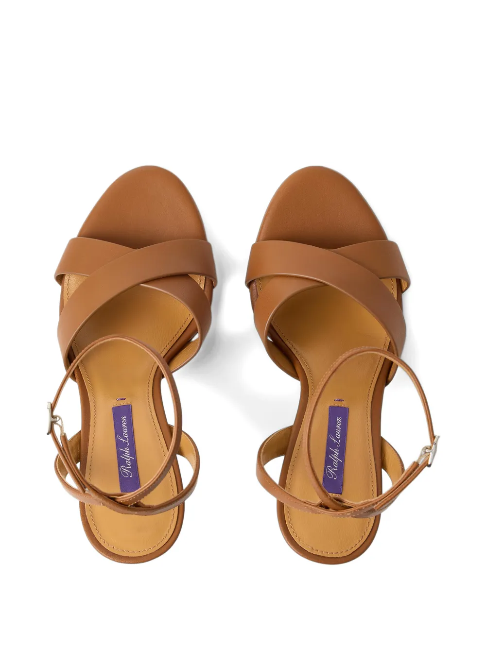 Ralph Lauren Collection Cleary sandalen met gekruist enkelbandje Bruin