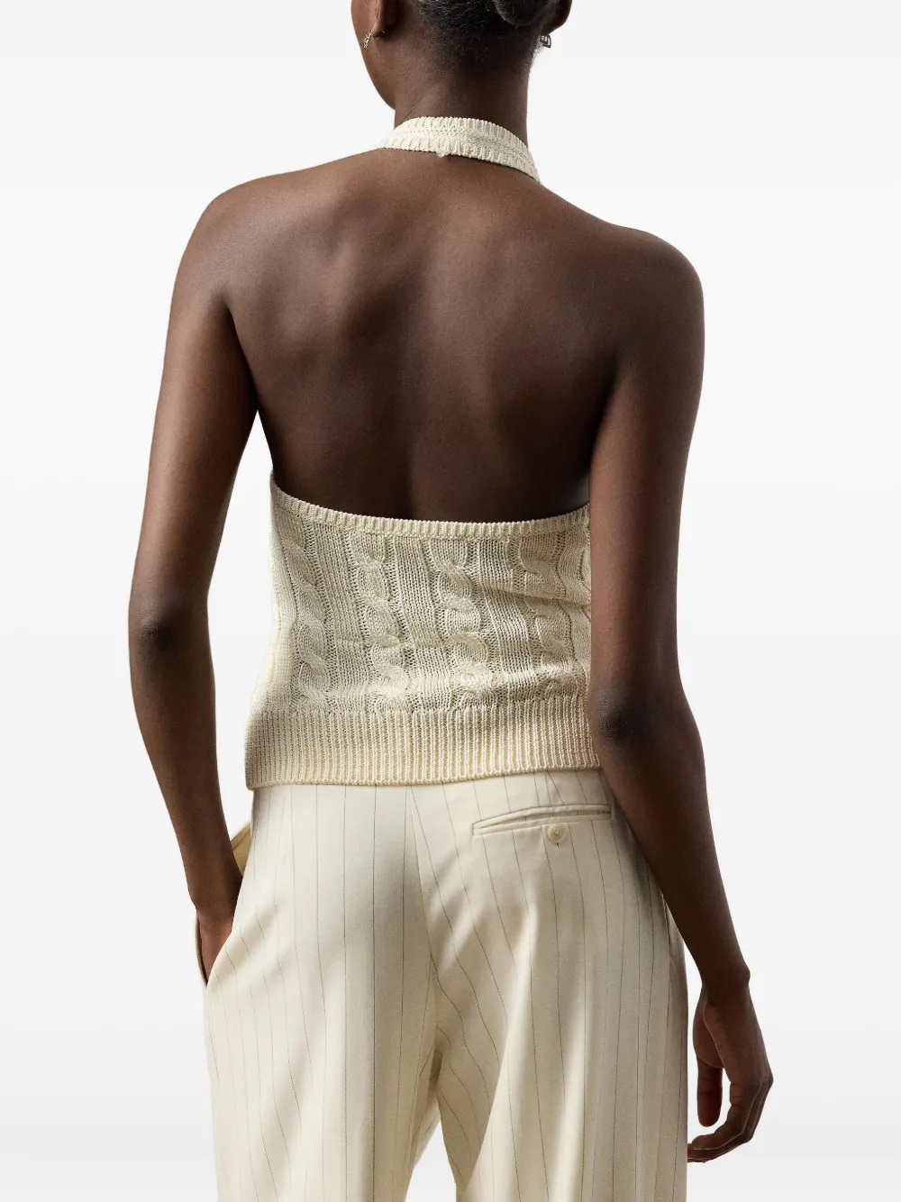 Ralph Lauren Cable-knit Halterneck Vest In Neutral