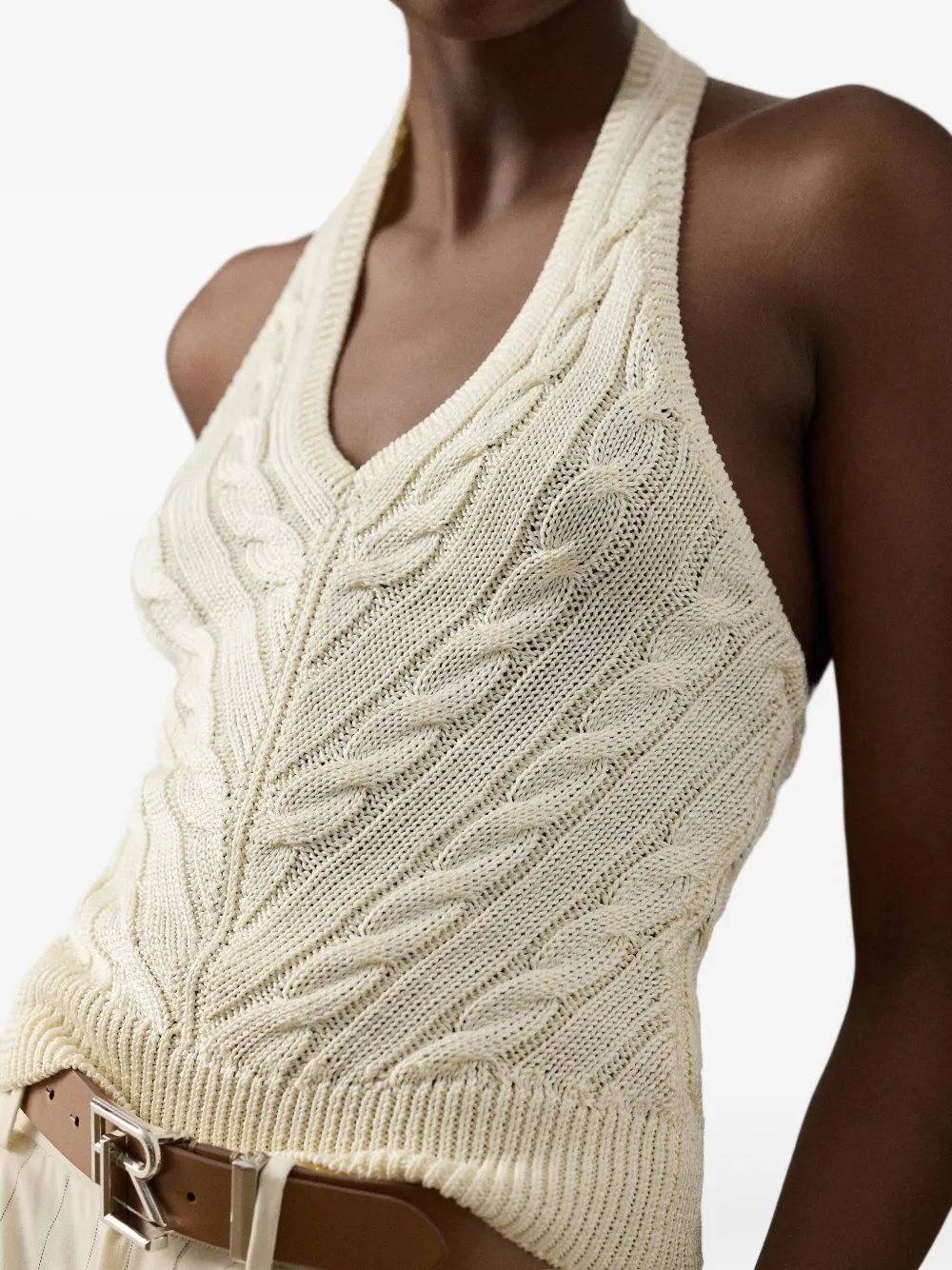 Ralph Lauren Cable-knit Halterneck Vest In Neutral