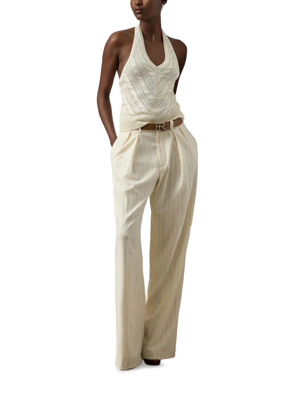 Ralph Lauren Cable-knit Halterneck Vest In Neutral
