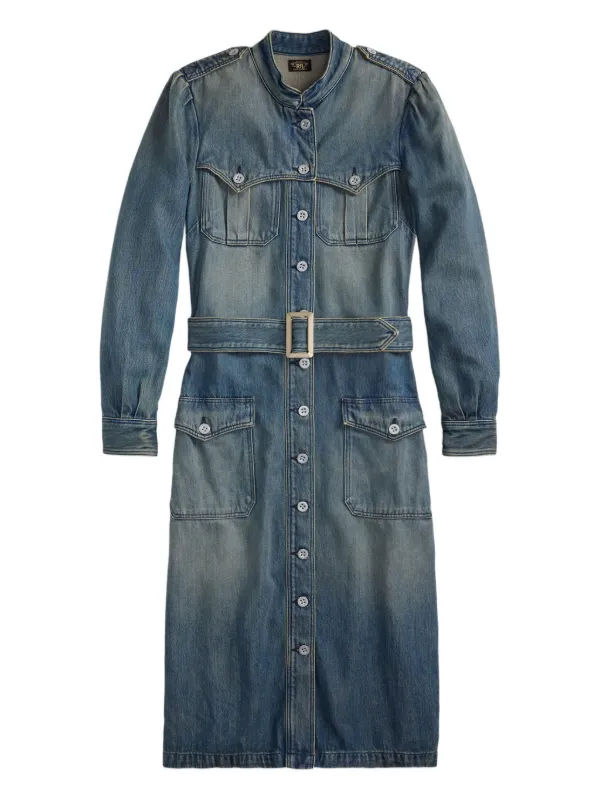 ralph lauren belted denim dress Belted Denim Tiered Shirtdress