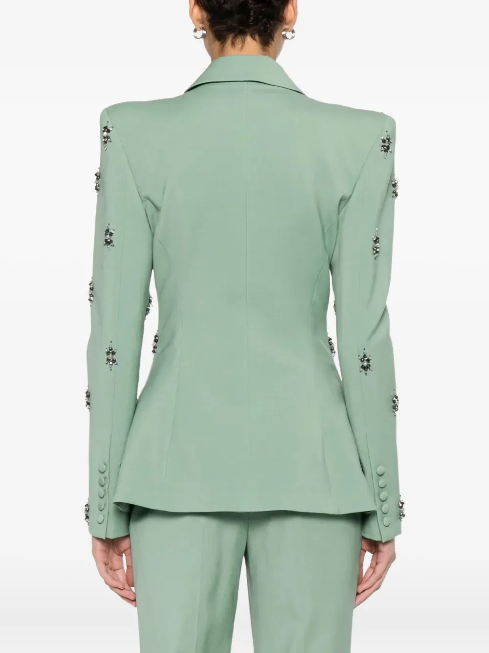 M.marquise Lixia Embellished Double-breasted Blazer In Green
