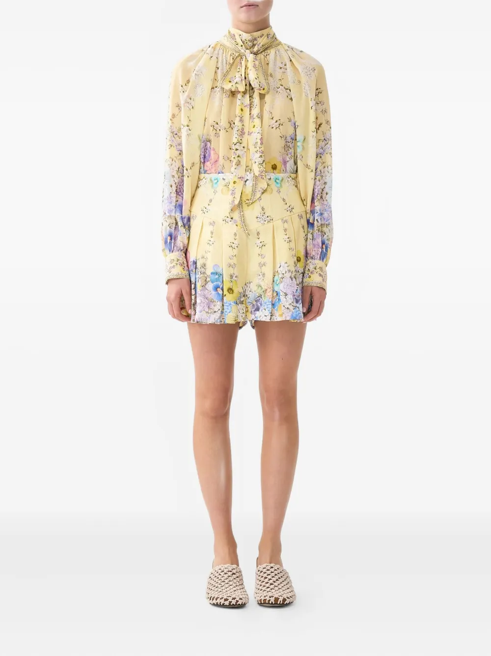 Camilla Darling Buds pussy-bow blouse - Geel