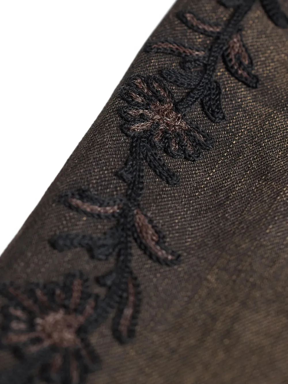 Floral-Embroidery Flared Jeans