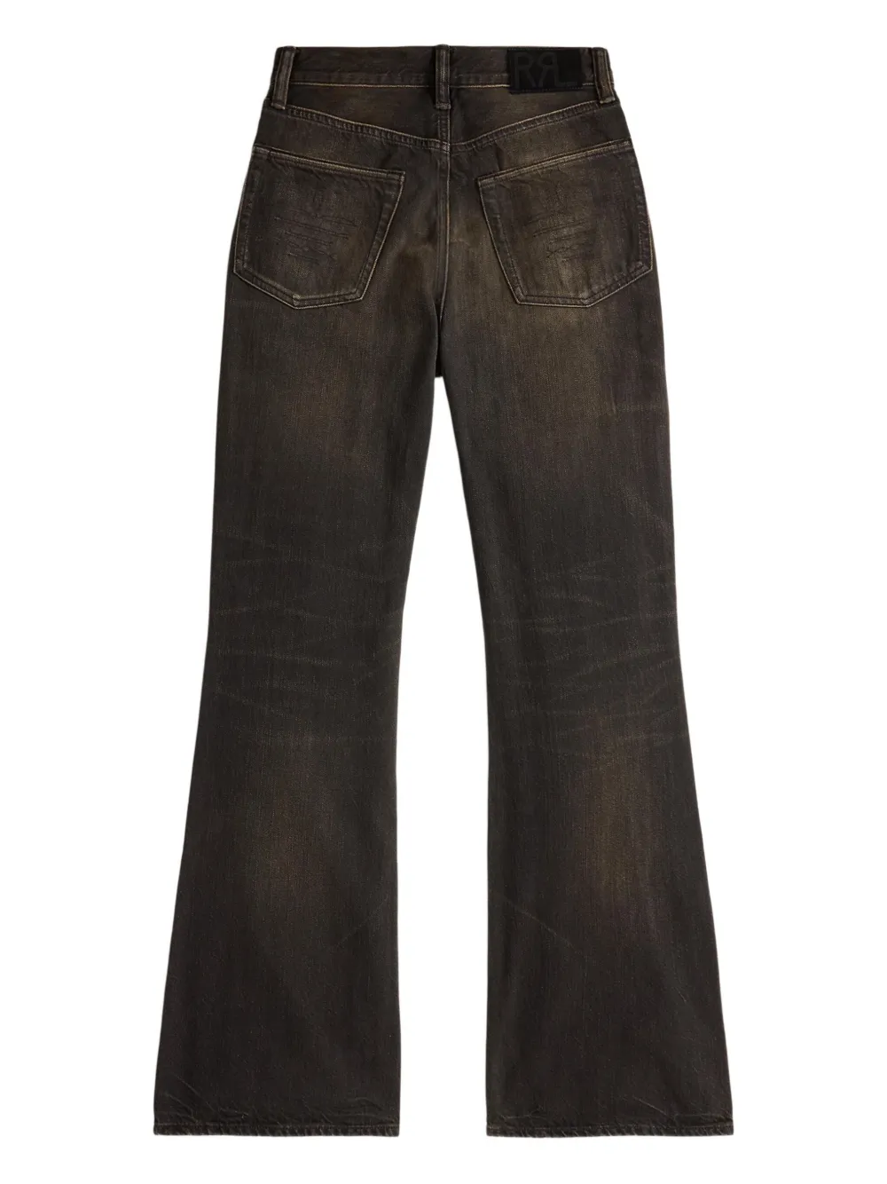 Floral-Embroidery Flared Jeans