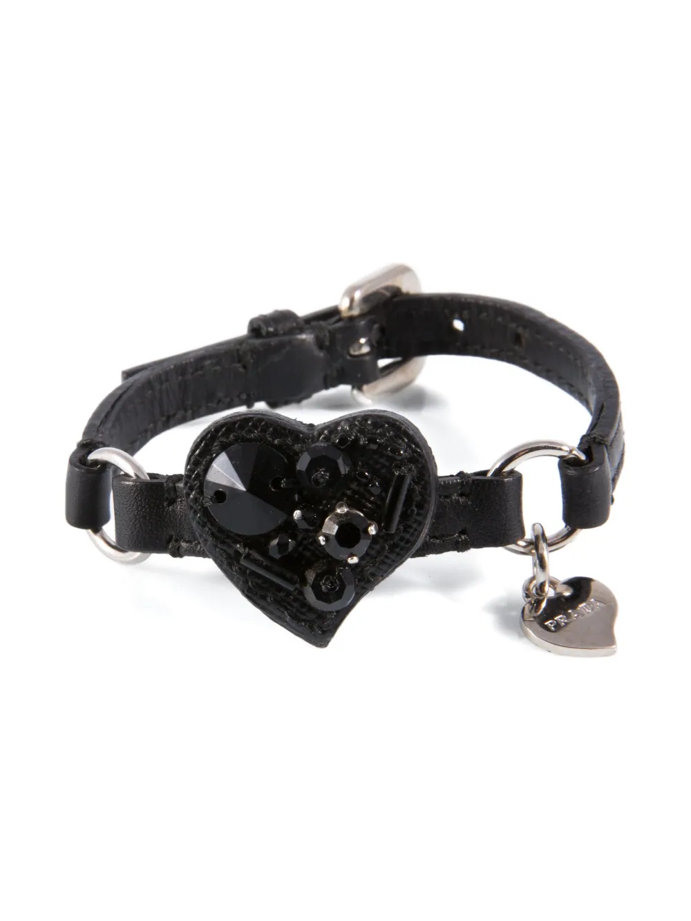 Pre-owned Prada 2000s Heart Bracelet In Black