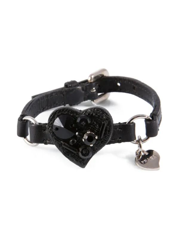 Prada Pre-owned 2000s Heart Bracelet in Black