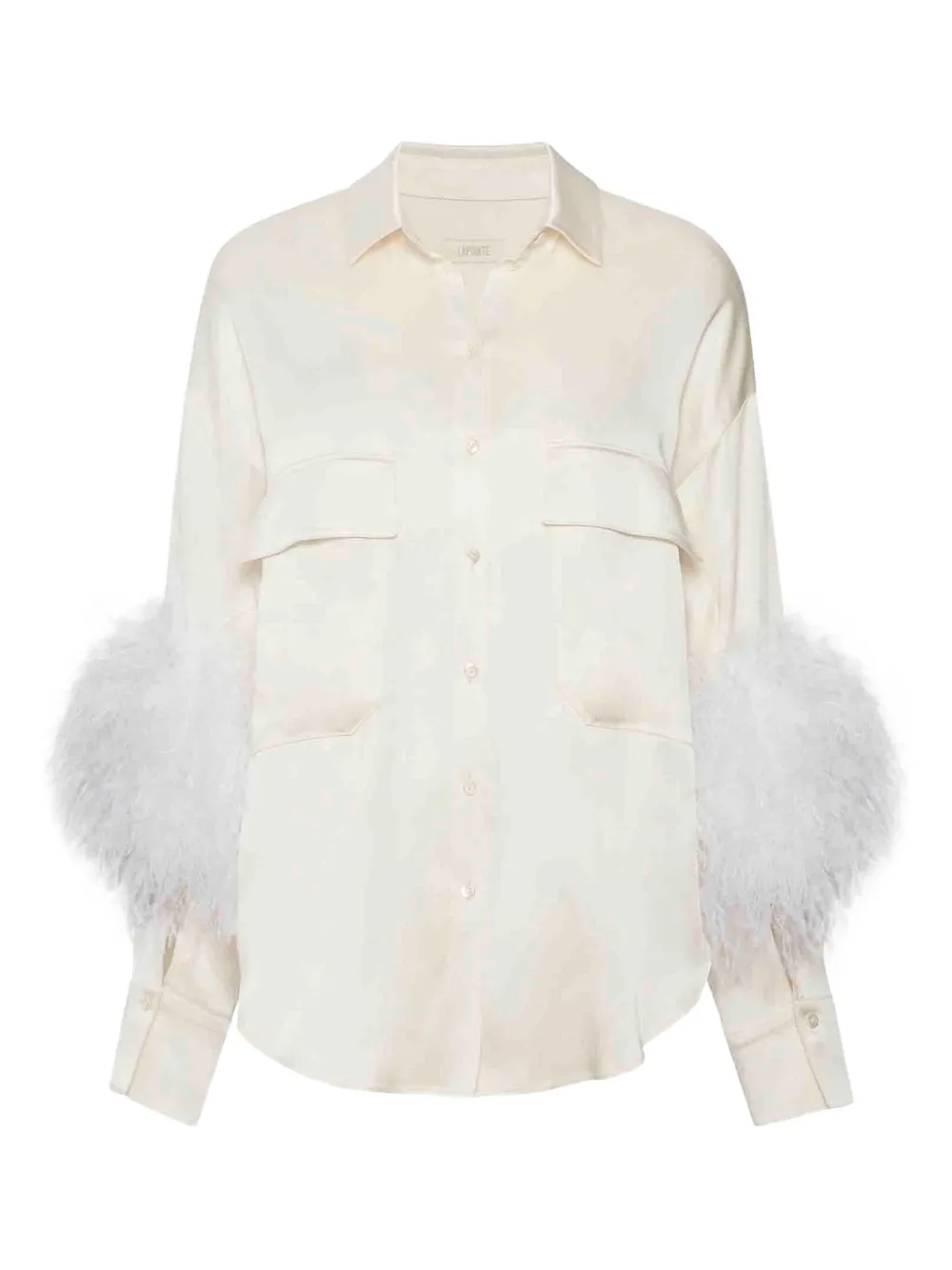 Lapointe Flap-pockets Ostrich-feather Shirt In Neutral