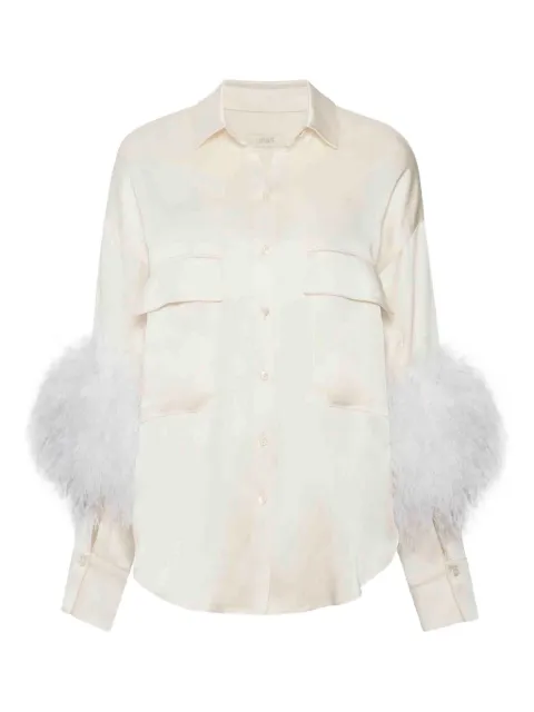 LAPOINTE flap-pockets ostrich-feather shirt