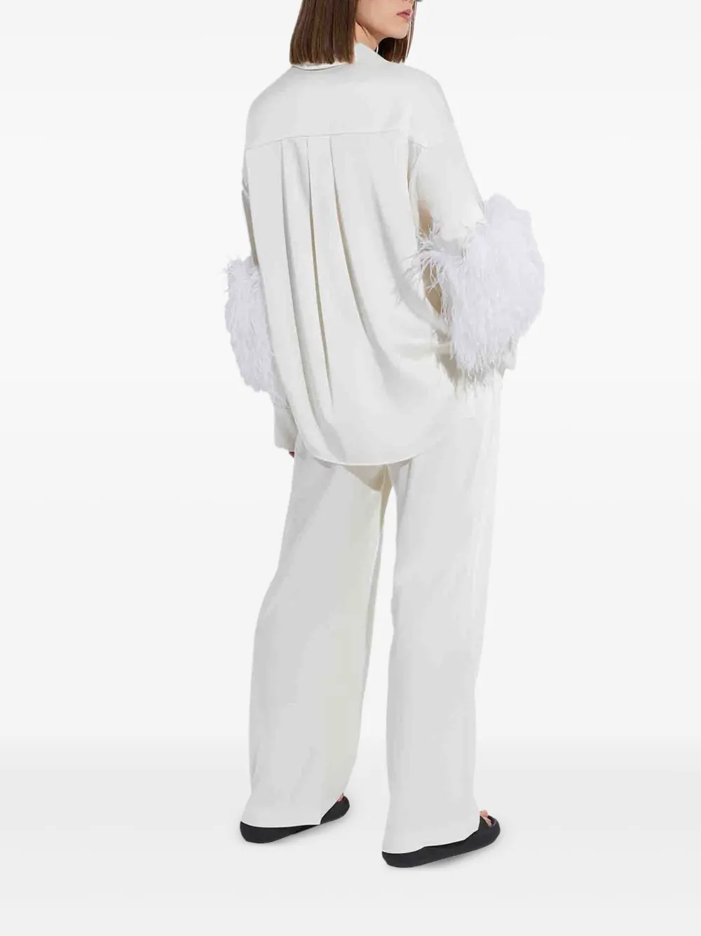 Lapointe Flap-pockets Ostrich-feather Shirt In Neutral