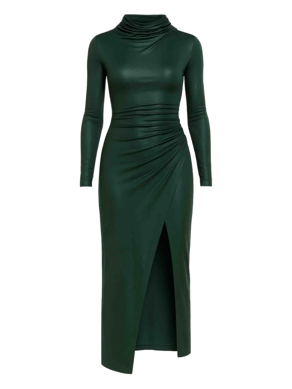 Lapointe Draped-neck Slit Midi Dress In Green