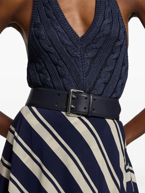 Ralph Lauren Collection Women’s Double Prong Belt (size M) Ralph Lauren Double Prong Wide Belt - Lux Navy | Editorialist main image 3