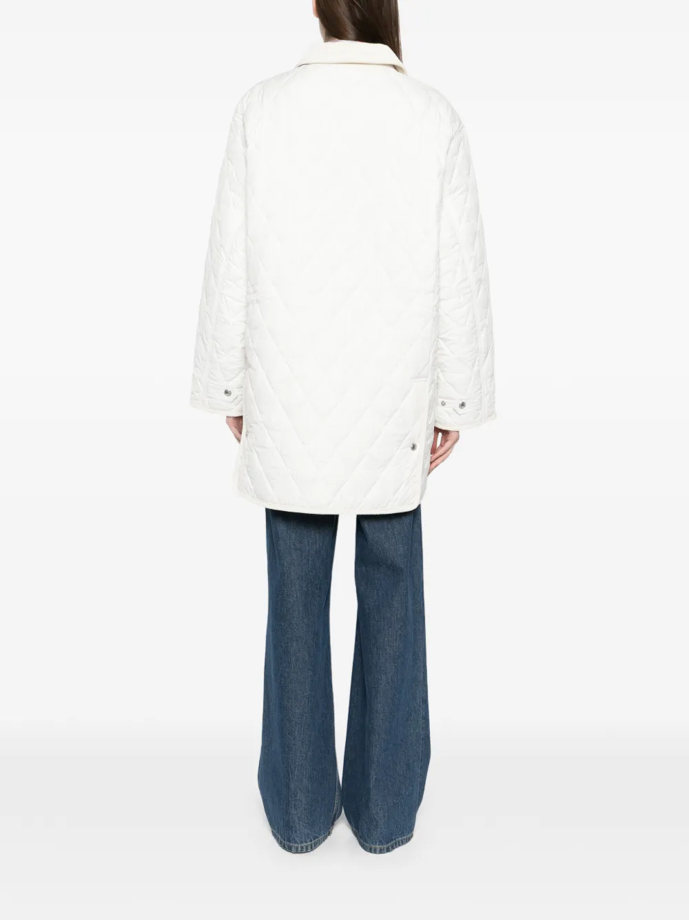 logo-embroidered quilted puffer jacket