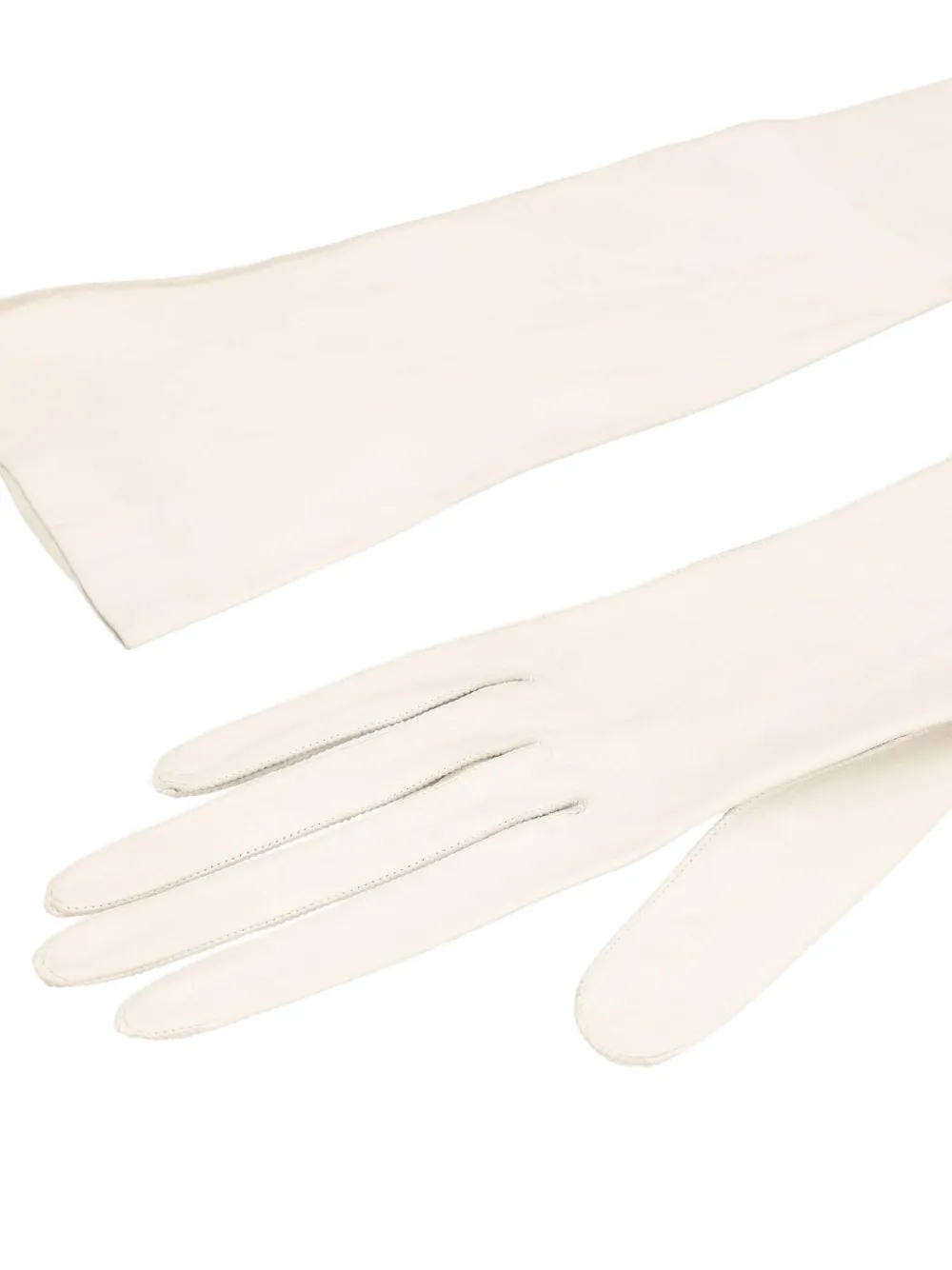 Pre-owned Vintage Leather Gloves In White