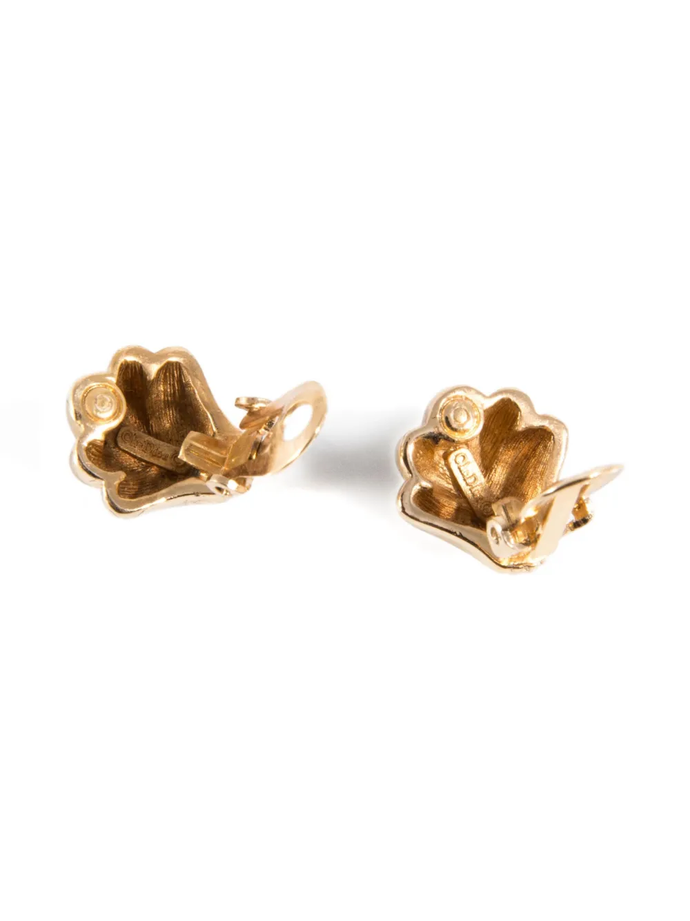 DIOR Pre-owned 1990s Shell Clip-on Earrings In Gold