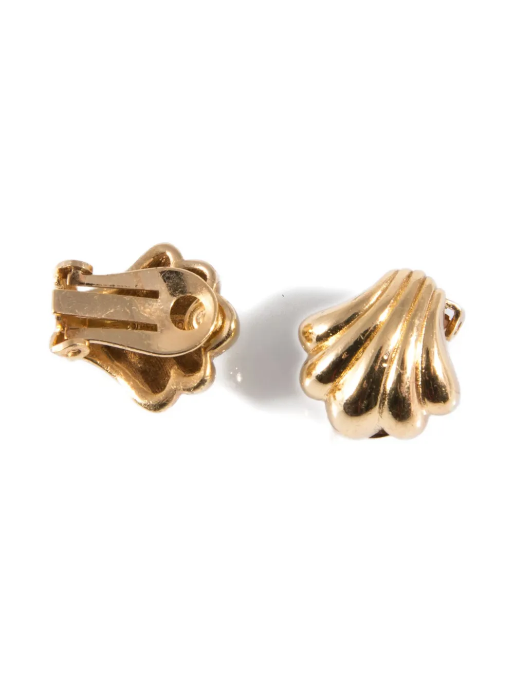 DIOR Pre-owned 1990s Shell Clip-on Earrings In Gold