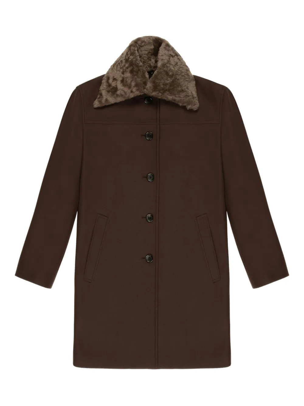 Bally shearling-collar wool coat | Brown | Image 1