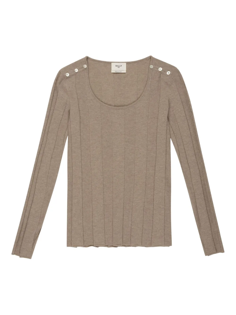 Bally side-button ribbed-knit top Beige