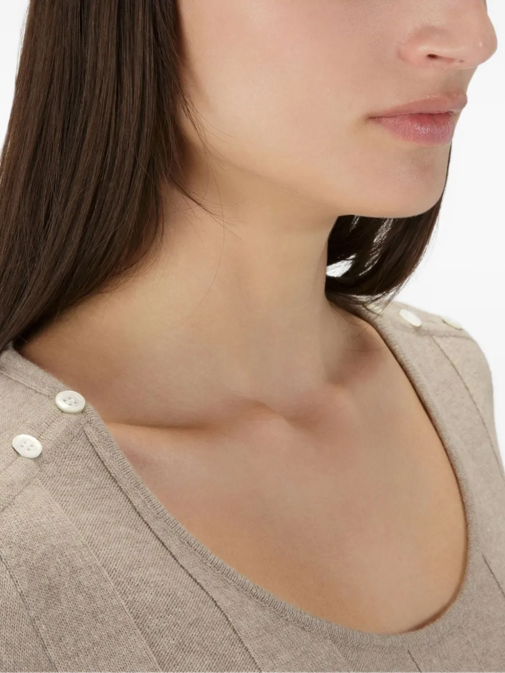 Bally side-button ribbed-knit top Beige