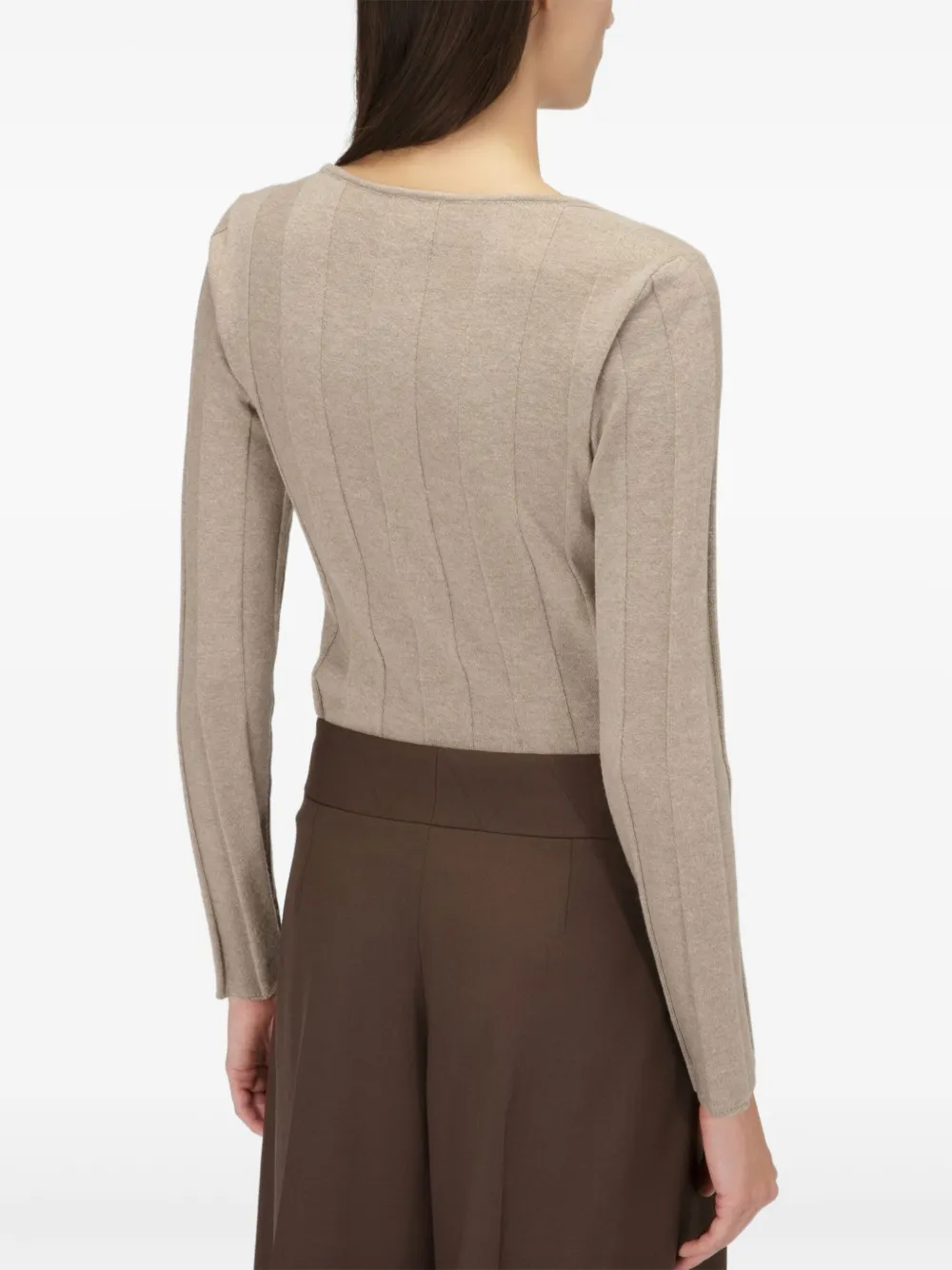 Bally side-button ribbed-knit top Beige