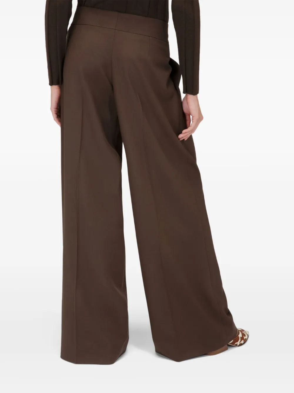 Bally Wool Palazzo Pants In Brown
