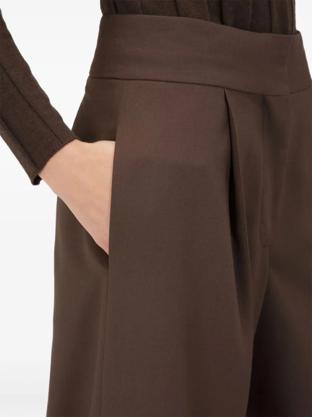 Bally Wool Palazzo Pants In Brown