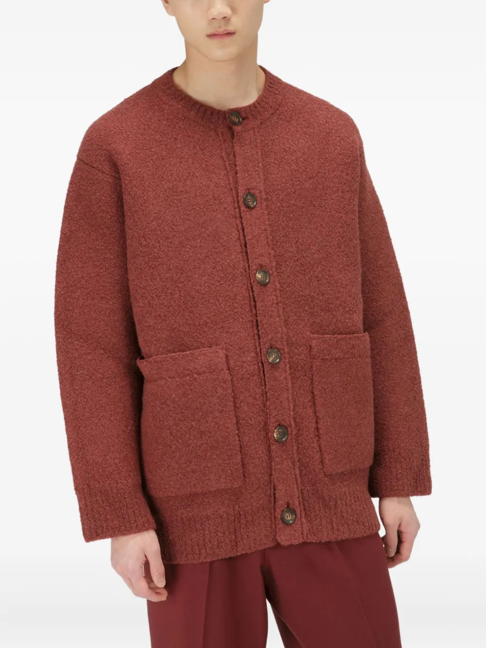 Bally patch-pocket wool cardigan Rood