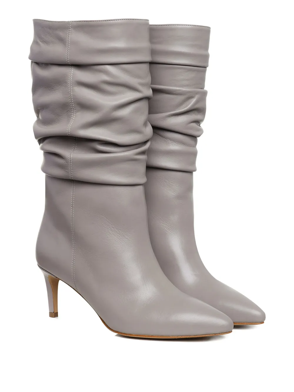 Ginissima 65mm Eva Slouchy Leather Boots In Gray