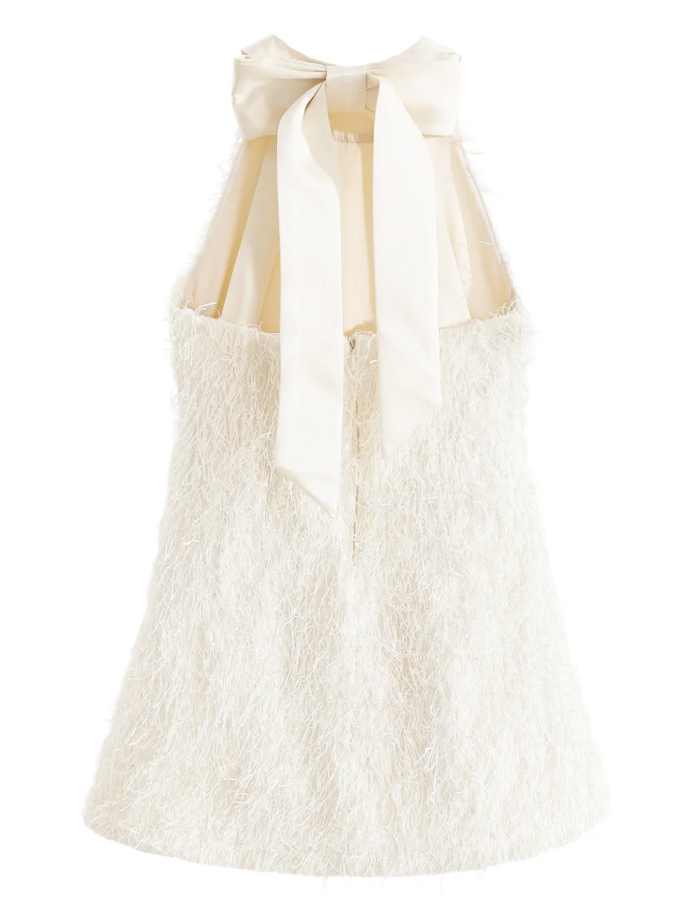 Tulleen bow-detail sleeveless party dress Beige