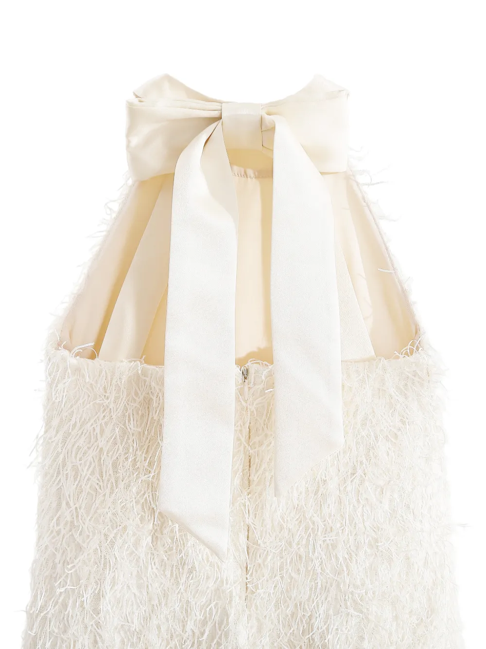 Tulleen bow-detail sleeveless party dress Beige