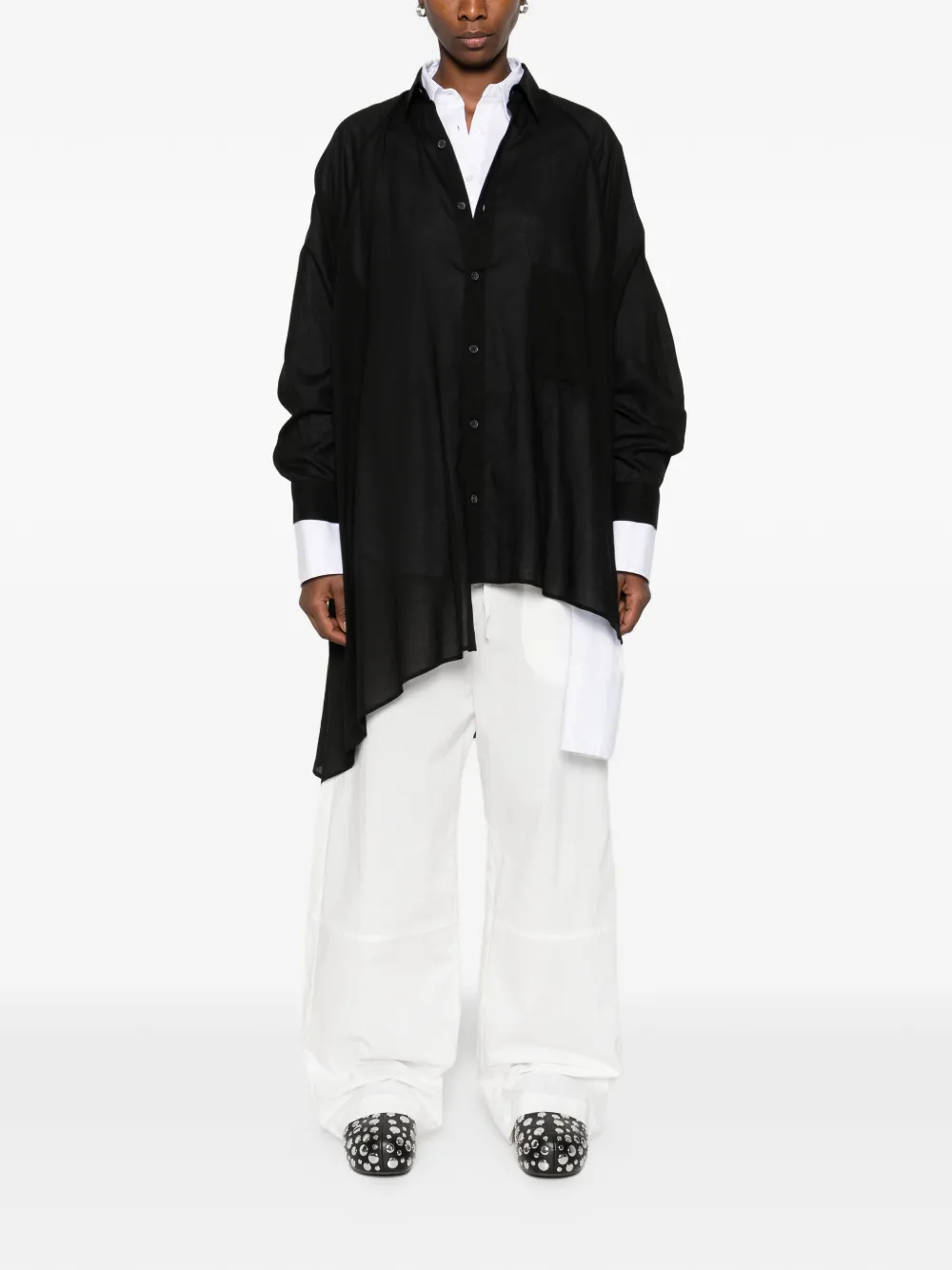 Yohji Yamamoto Raglan blouse met lange mouwen - Zwart