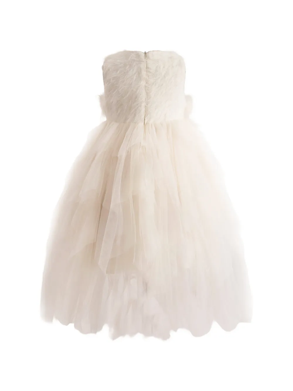Tulleen Tulen jurk met veren Beige