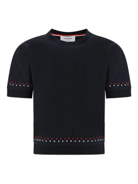 Thom Browne snowflake-embroidery crew-neck T-Shirt