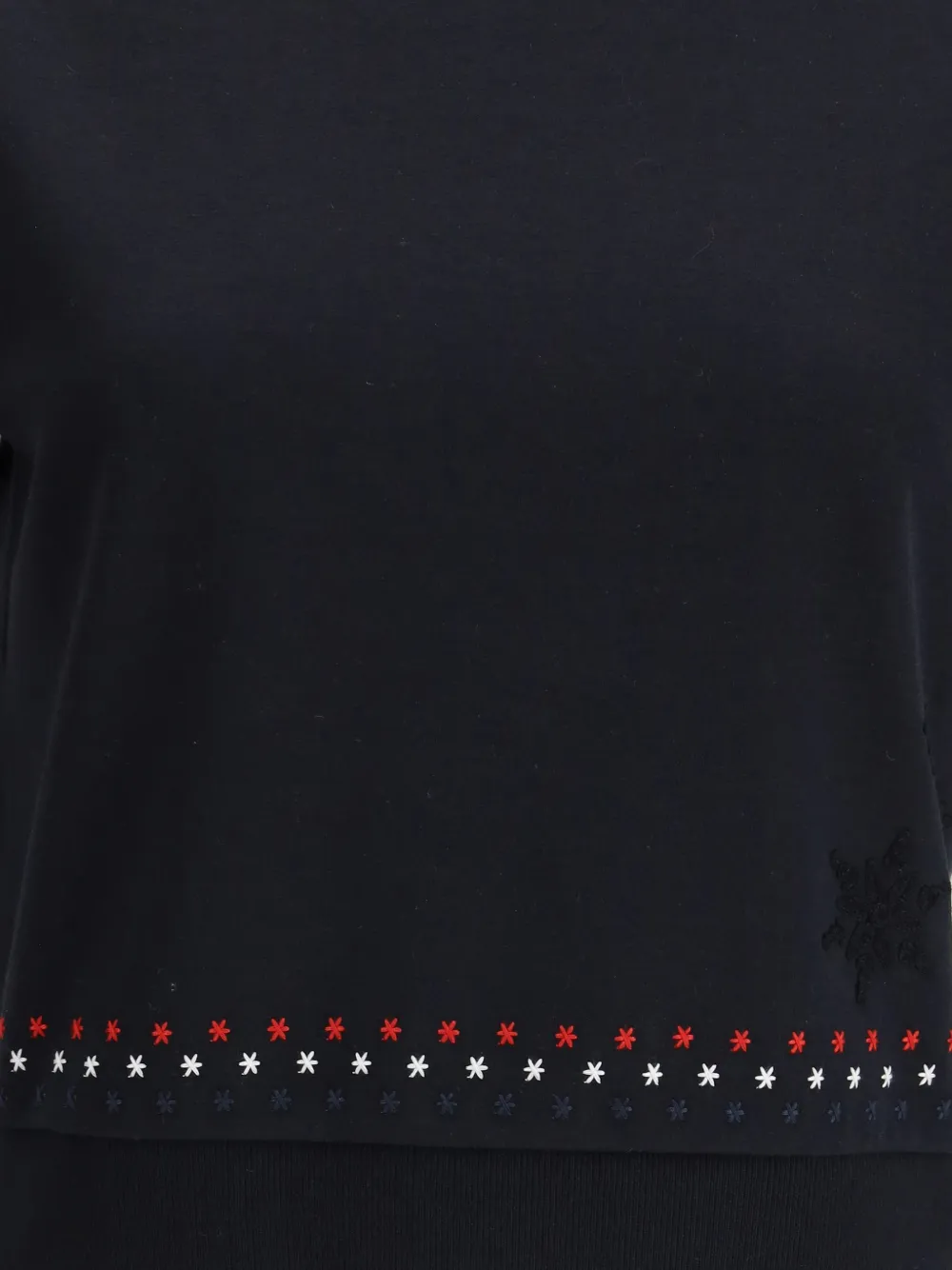 Thom Browne Snowflake-embroidery Crew-neck T-shirt In Black