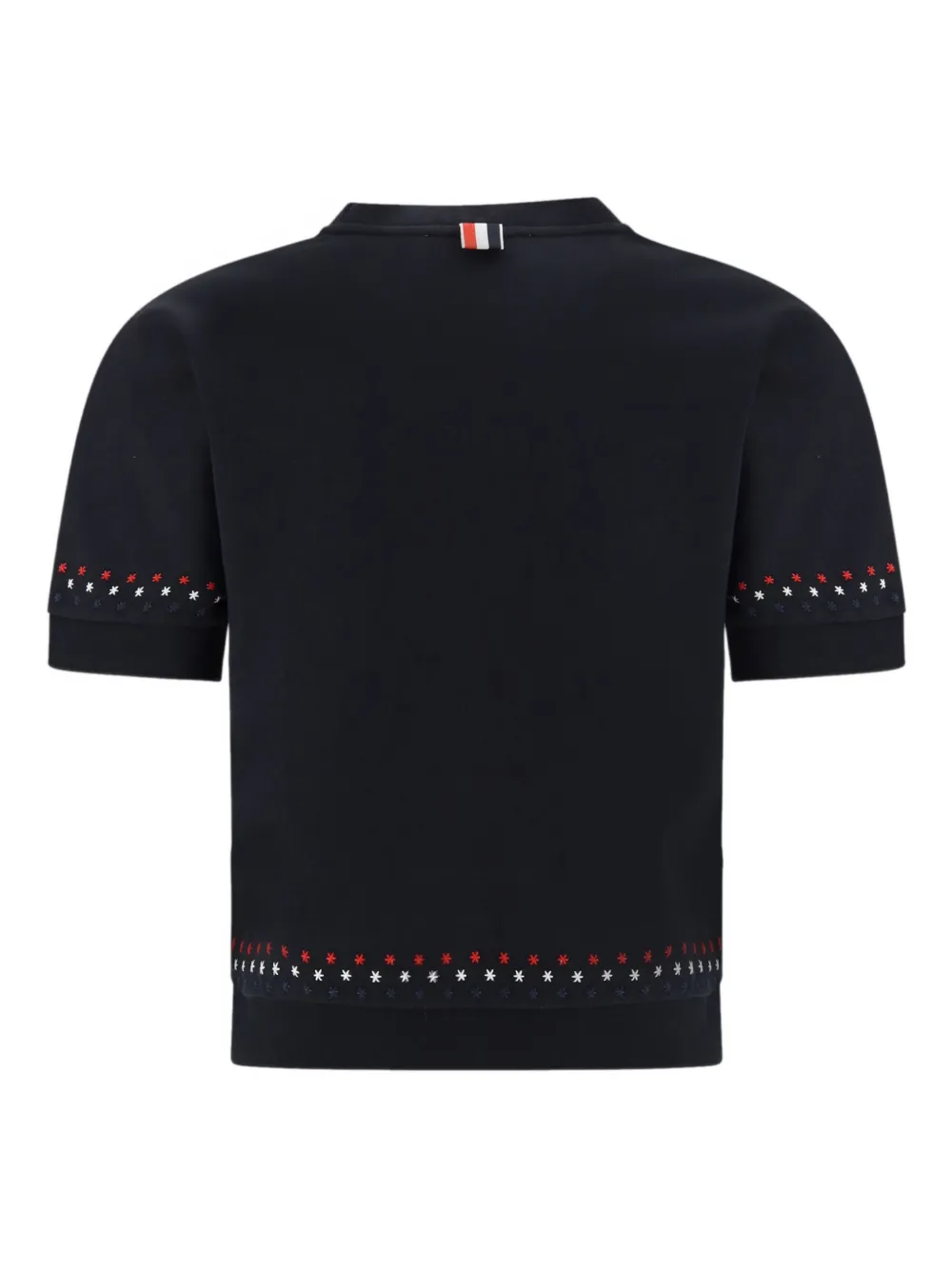 Thom Browne Snowflake-embroidery Crew-neck T-shirt In Black