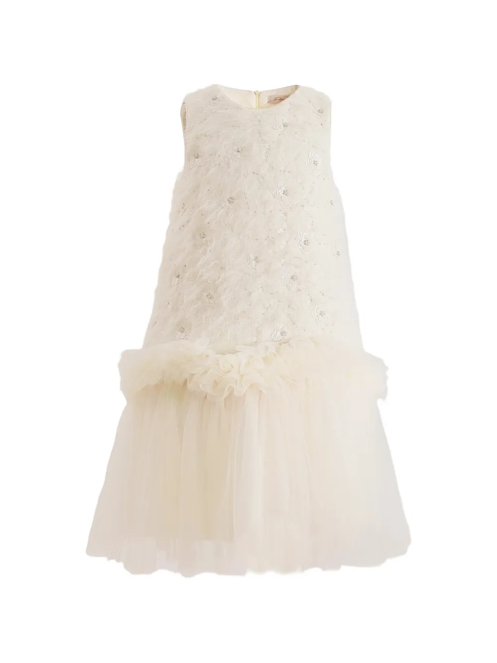 Tulleen ruffled sleeveless party dress - Toni neutri