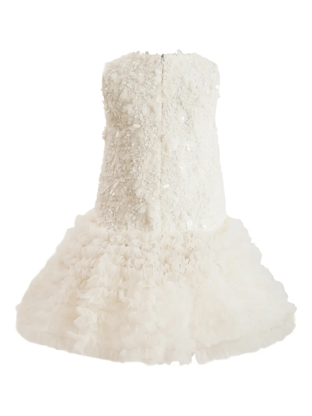 Tulleen ruffled sleeveless party dress Wit