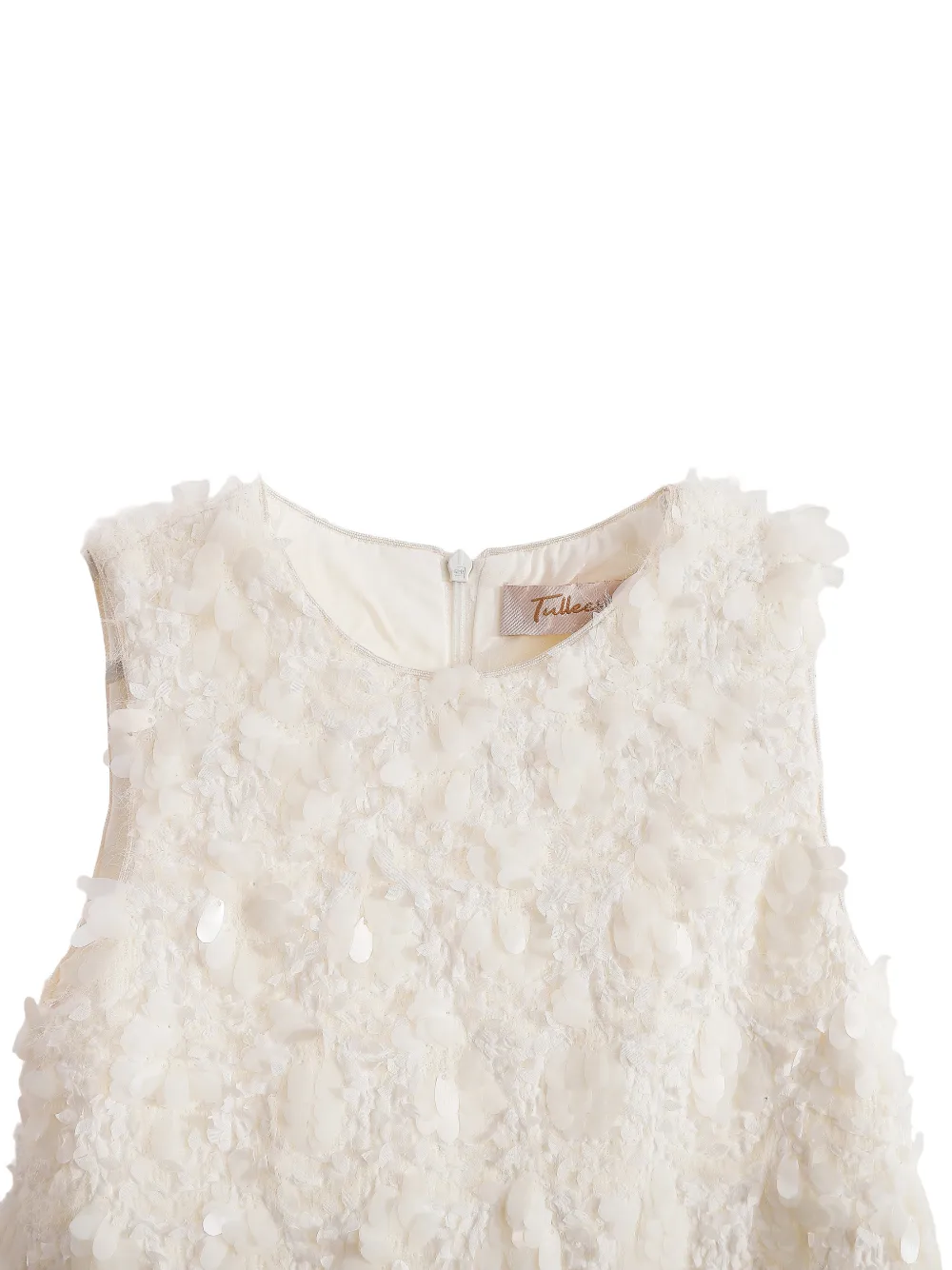 Tulleen ruffled sleeveless party dress Wit