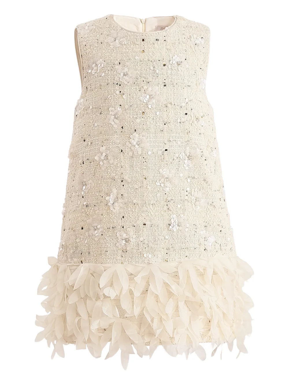 Tulleen sequin-embellished feather-hem dress - Toni neutri