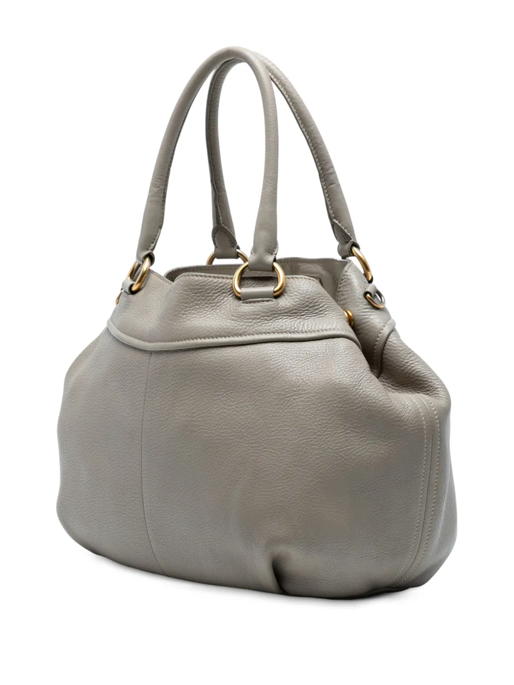 PRADA Pre-owned 2013-2025 Vitello Daino Open Convertible Tote Satchel In Gray